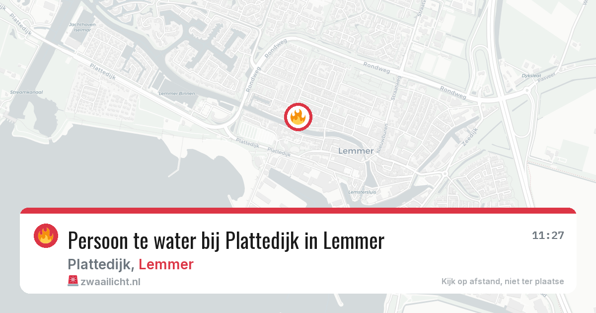 Persoon te water bij Plattedijk in Lemmer — 4 aug 2026
