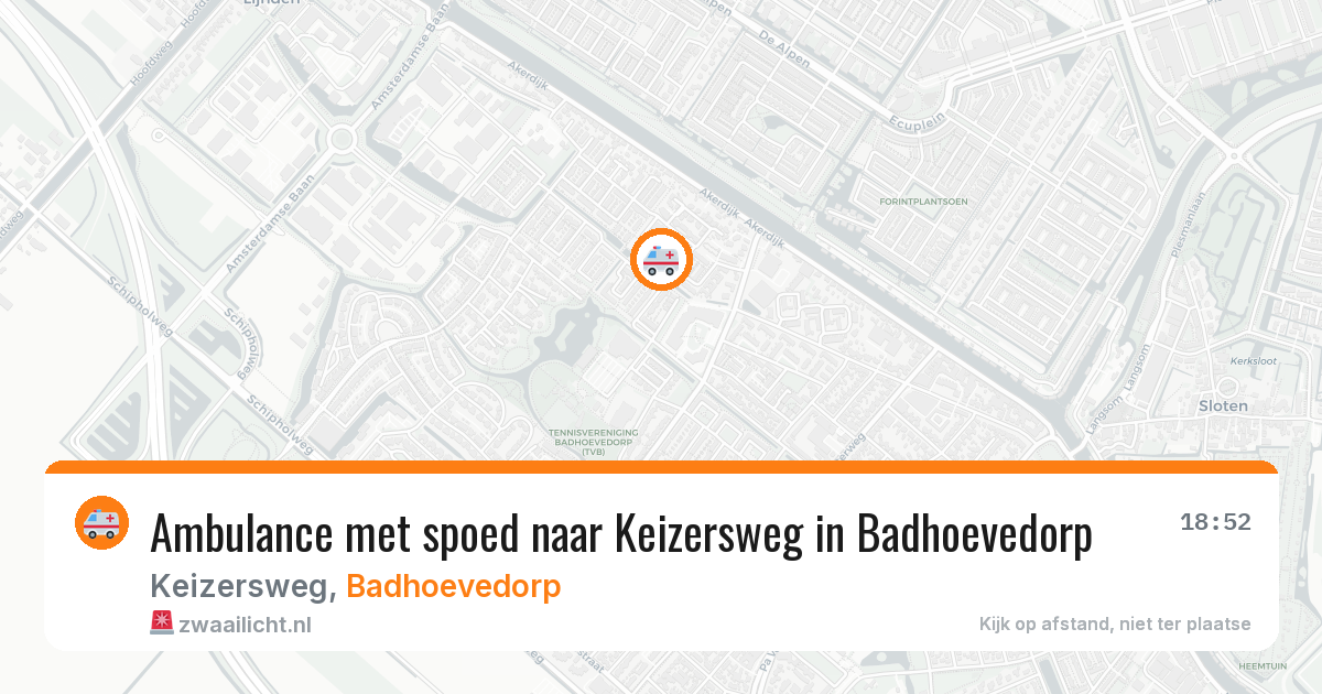 Ambulance met spoed naar Keizersweg in Badhoevedorp — 8 aug 2026