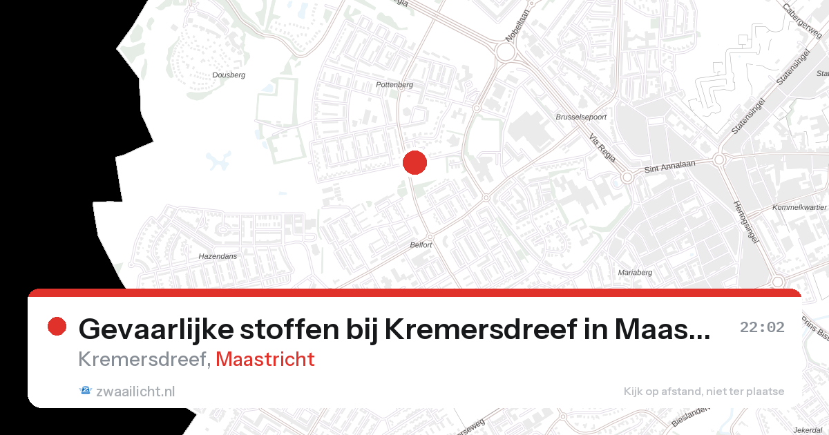 Gevaarlijke stoffen bij Kremersdreef in Maastricht — 16 aug 2026