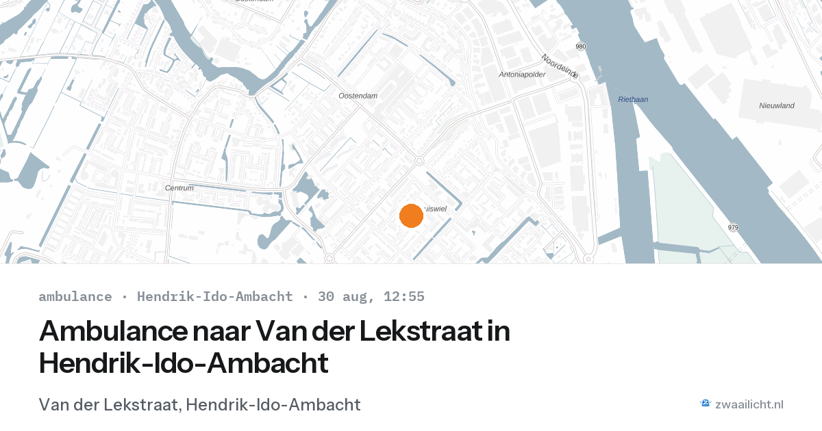 Ambulance naar Van der Lekstraat in Hendrik-Ido-Ambacht — 30 aug 2026