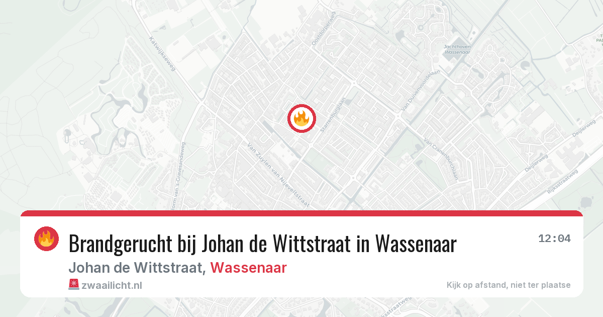 Brandgerucht bij Johan de Wittstraat in Wassenaar — 2 jun 2026