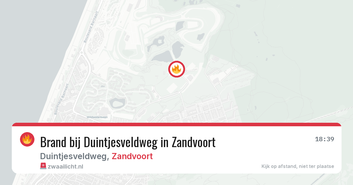 Brand bij Duintjesveldweg in Zandvoort — 13 aug 2026