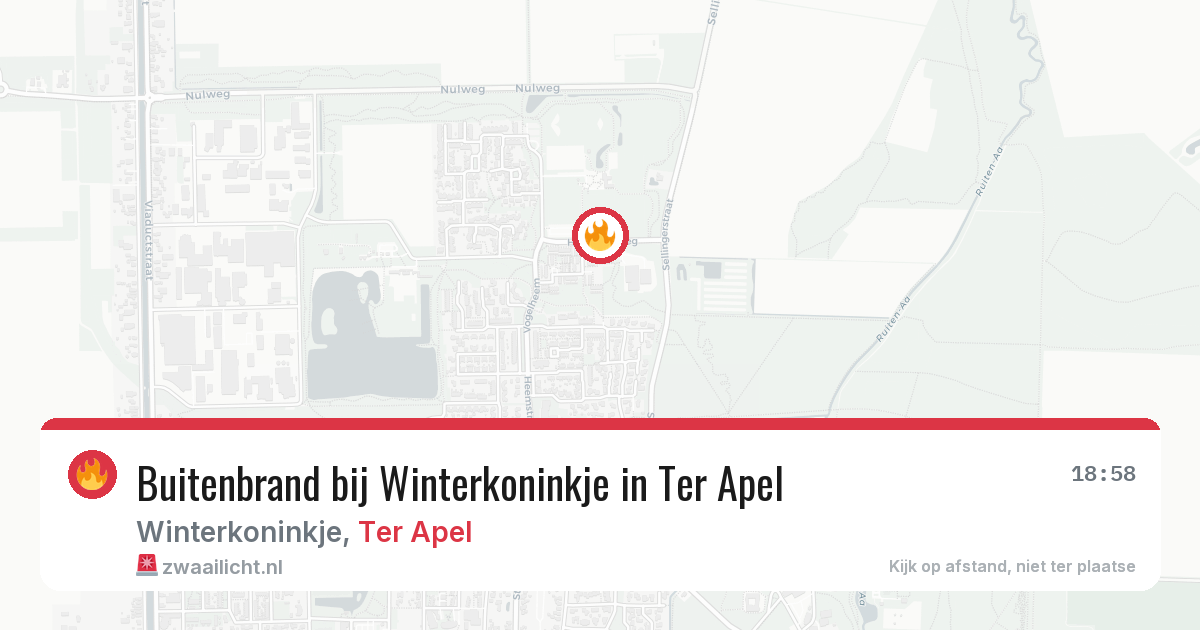 Buitenbrand bij Winterkoninkje in Ter Apel — 1 mei 2026