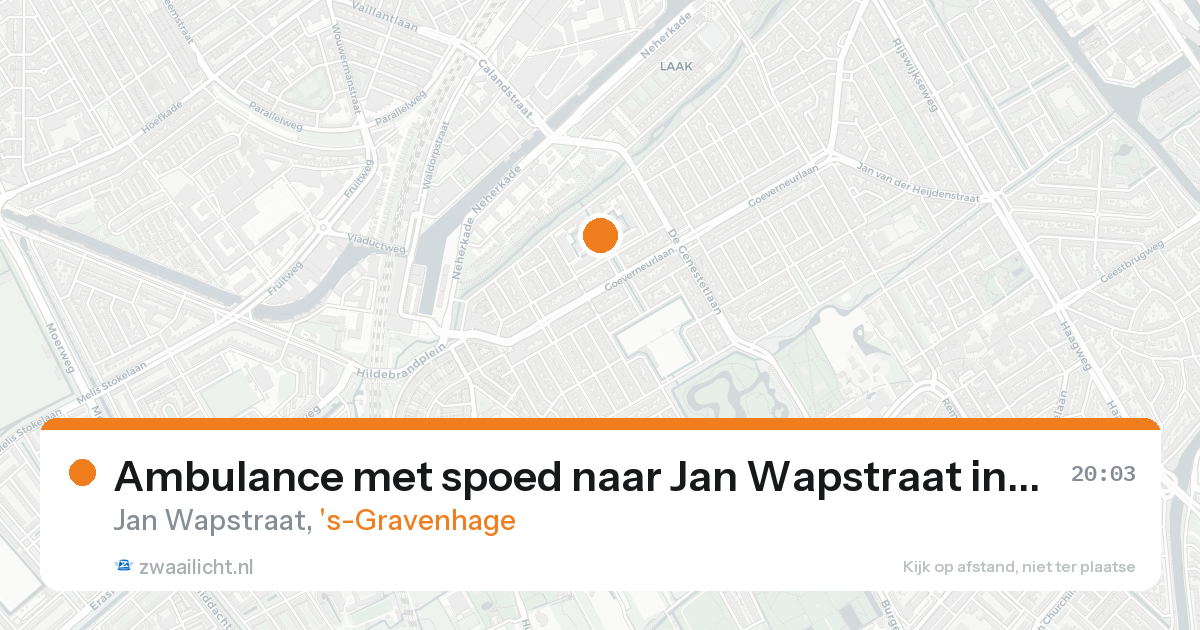 Ambulance met spoed naar Jan Wapstraat in 's-Gravenhage — 18 aug 2026