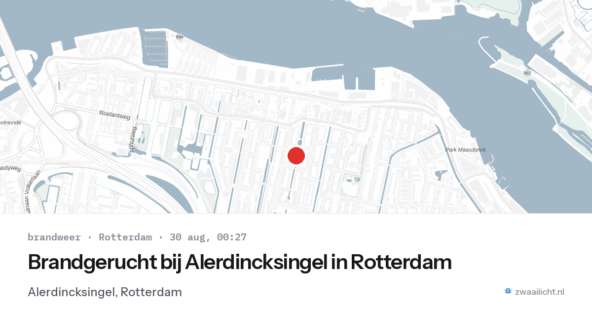 Brandgerucht bij Alerdincksingel in Rotterdam — 29 aug 2026