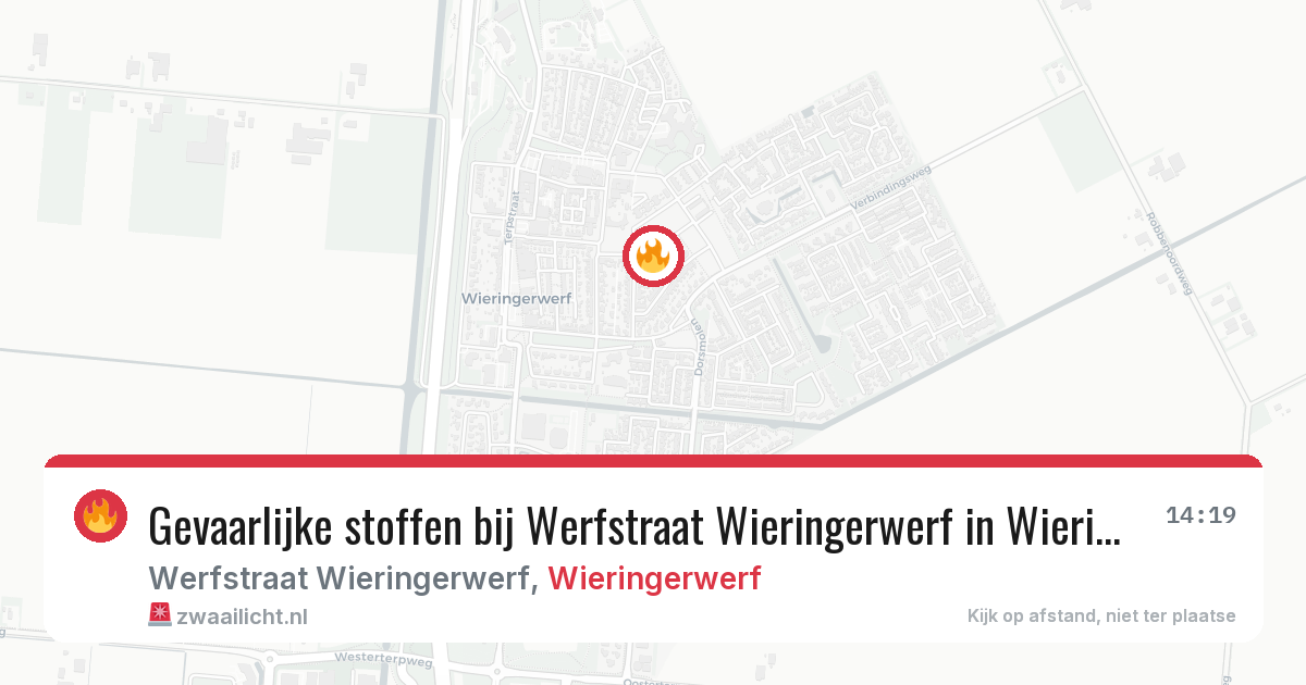 Gevaarlijke stoffen bij Werfstraat Wieringerwerf in Wieringerwerf — 26 mrt 2026