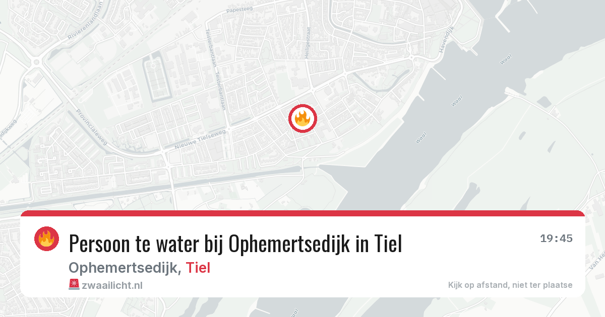 Persoon te water bij Ophemertsedijk in Tiel — 26 jun 2026