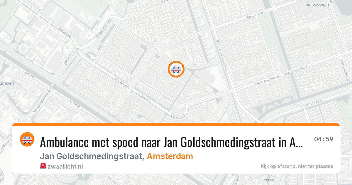 Ambulance met spoed naar Jan Goldschmedingstraat in Amsterdam — 8 aug 2026
