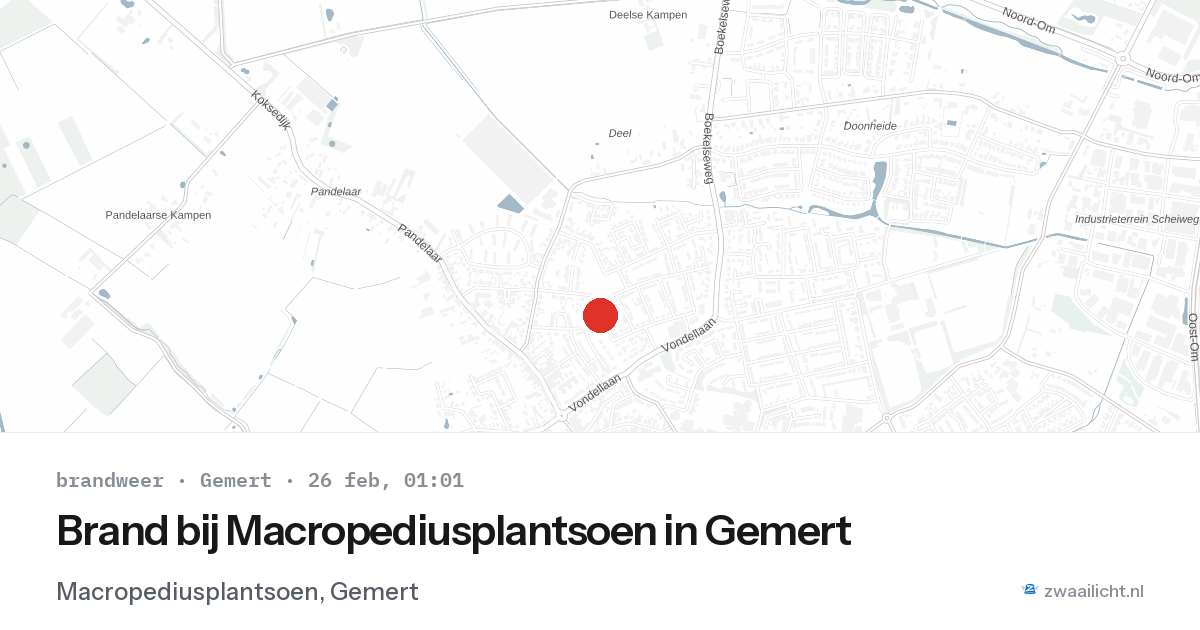 Brand bij Macropediusplantsoen in Gemert — 18 feb 2026