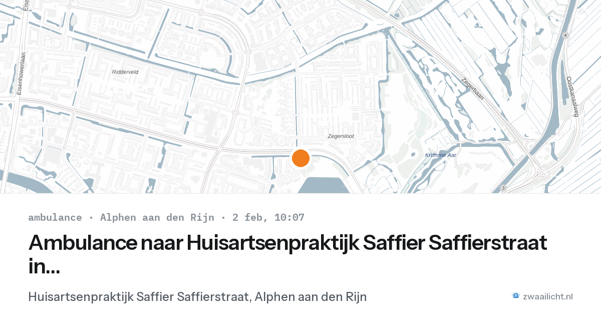 Ambulance naar Huisartsenpraktijk Saffier Saffierstraat in Alphen aan den Rijn — 2 feb 2026