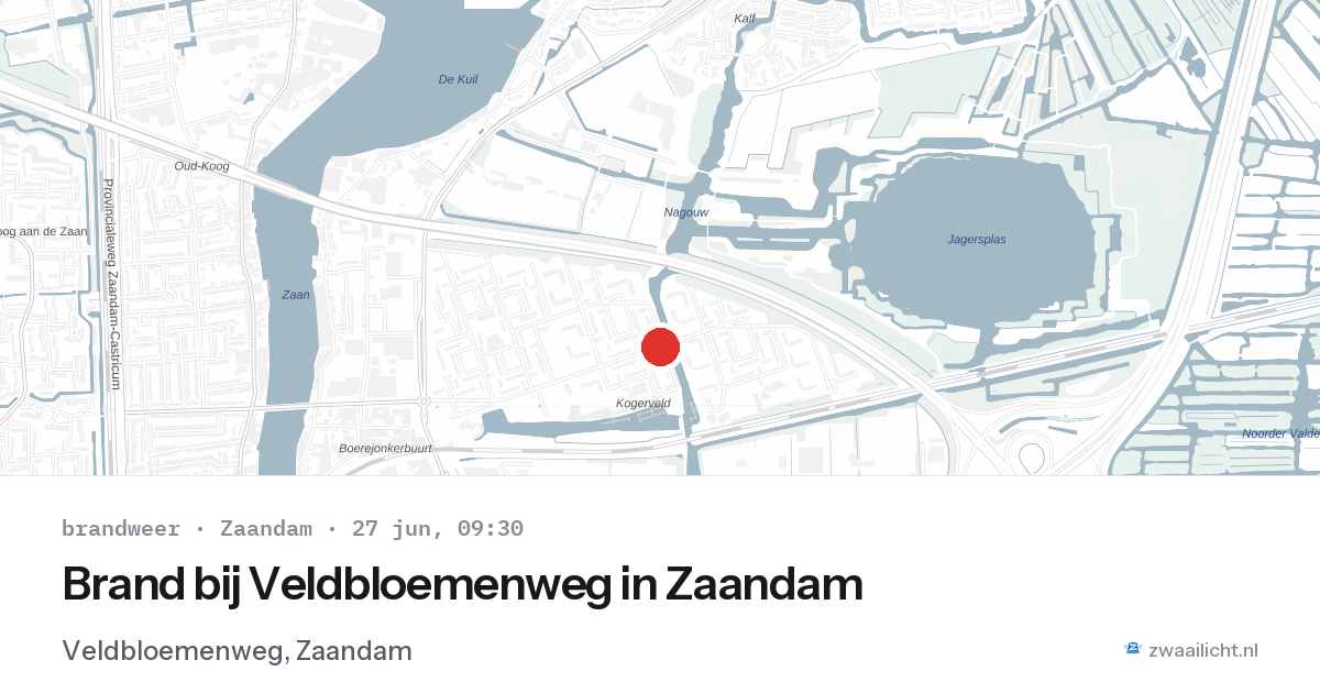 Brand bij Veldbloemenweg in Zaandam — 27 jun 2026