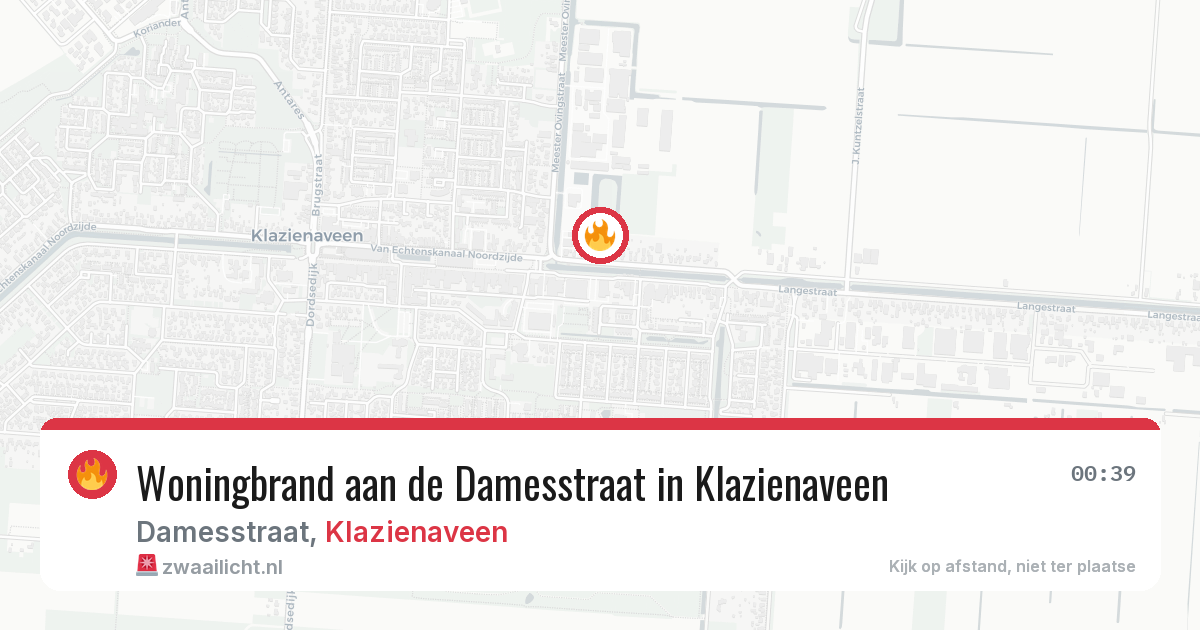 Woningbrand aan de Damesstraat in Klazienaveen — 29 jul 2026
