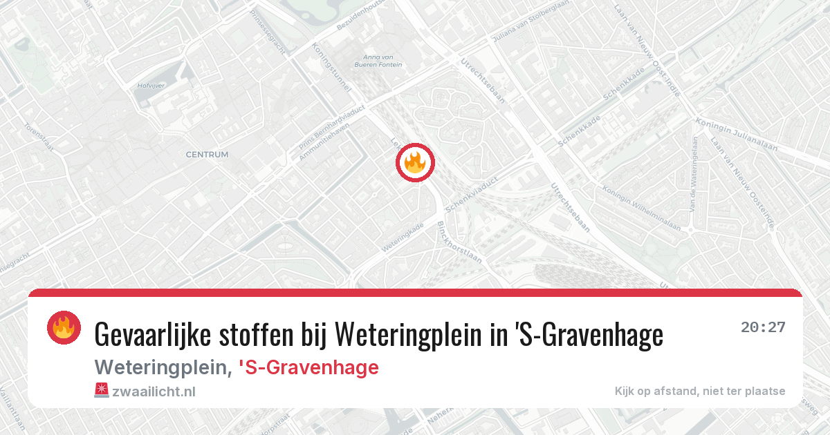 Gevaarlijke stoffen bij Weteringplein in 'S-Gravenhage — 18 jul 2026