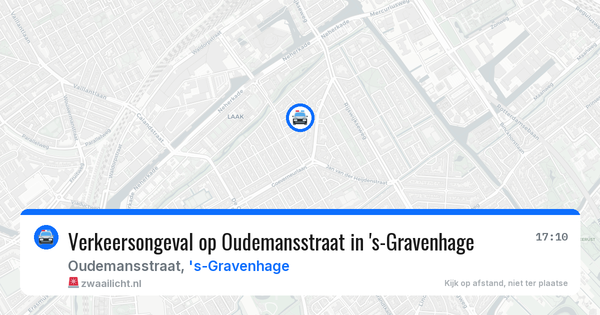 Verkeersongeval op Oudemansstraat in 's-Gravenhage — 13 aug 2026