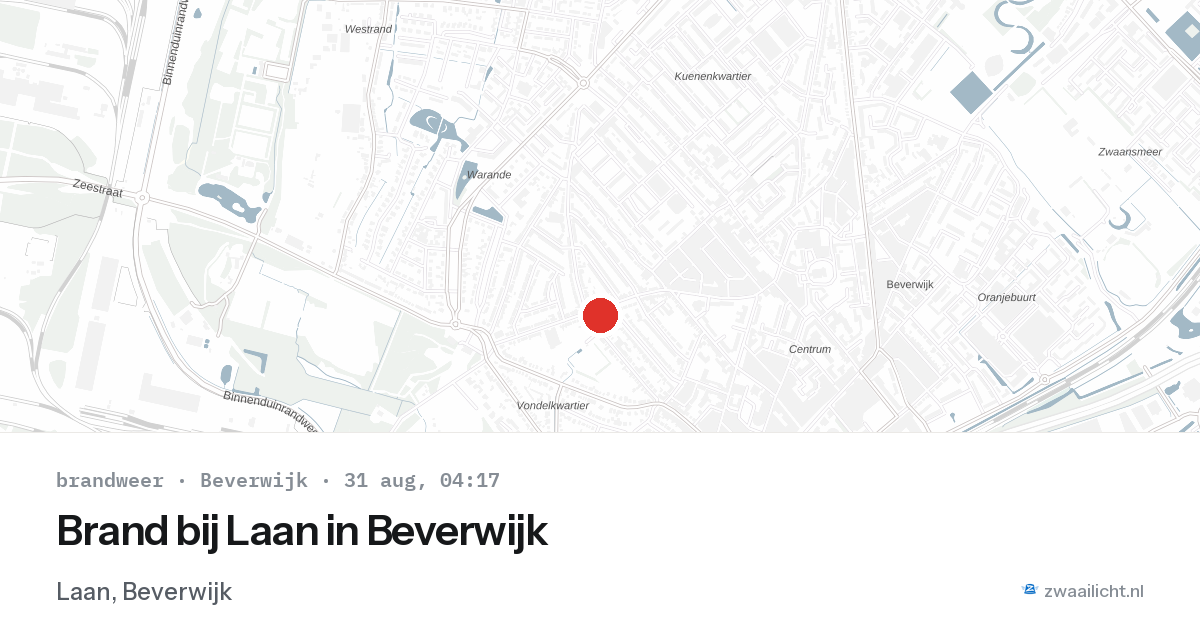 Brand bij Laan in Beverwijk — 31 aug 2026