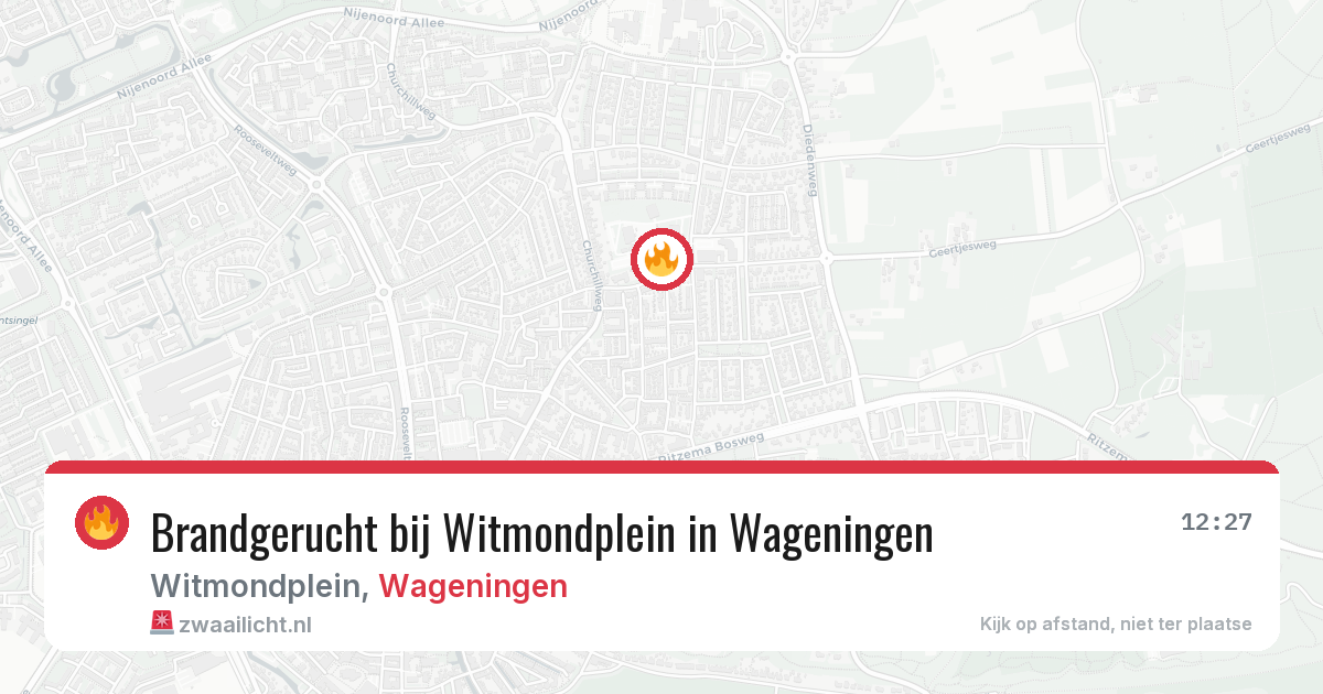 Brandgerucht bij Witmondplein in Wageningen — 2 aug 2026