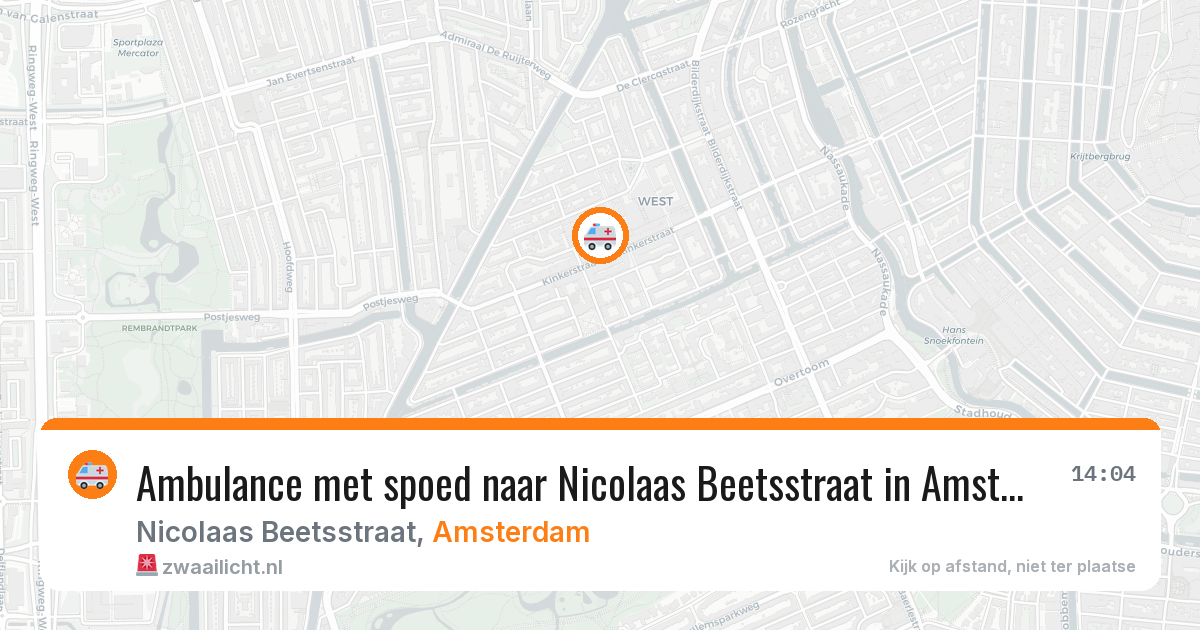Ambulance met spoed naar Nicolaas Beetsstraat in Amsterdam — 13 aug 2026