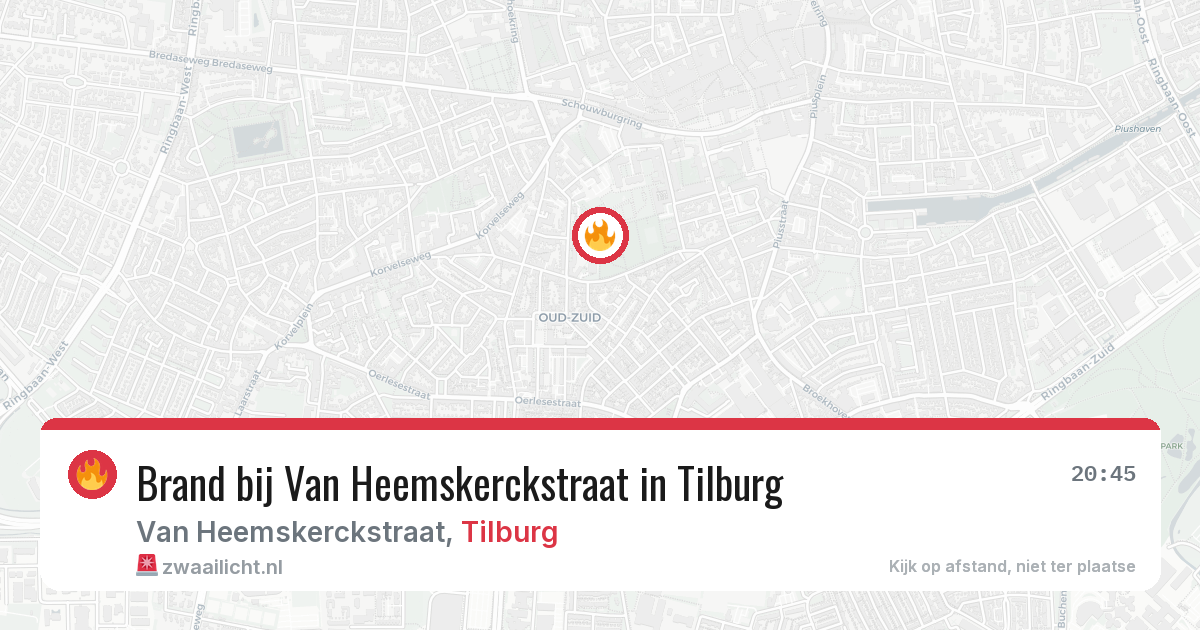 Brand bij Van Heemskerckstraat in Tilburg — 19 jul 2026
