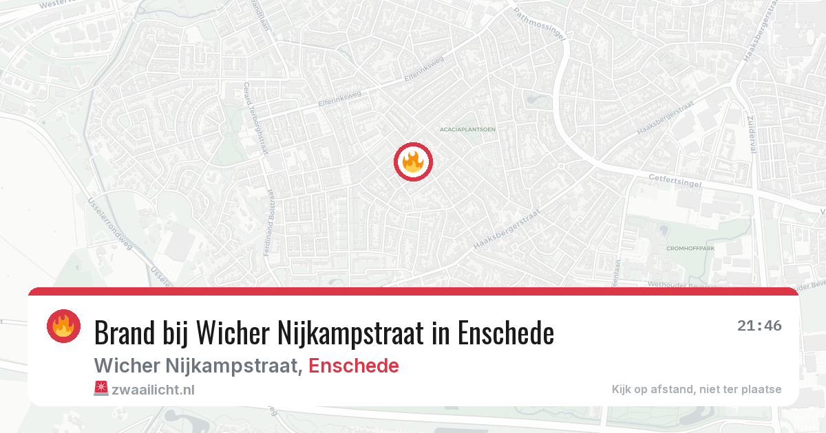 Brand bij Wicher Nijkampstraat in Enschede — 26 jun 2026