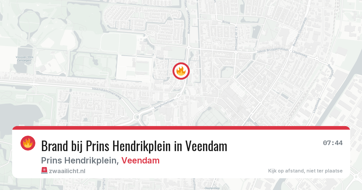 Brand bij Prins Hendrikplein in Veendam — 9 aug 2026