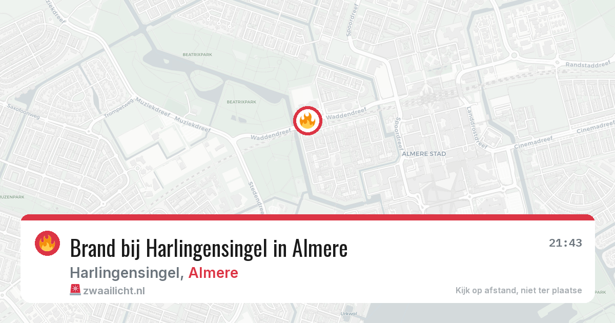 Brand bij Harlingensingel in Almere — 13 aug 2026