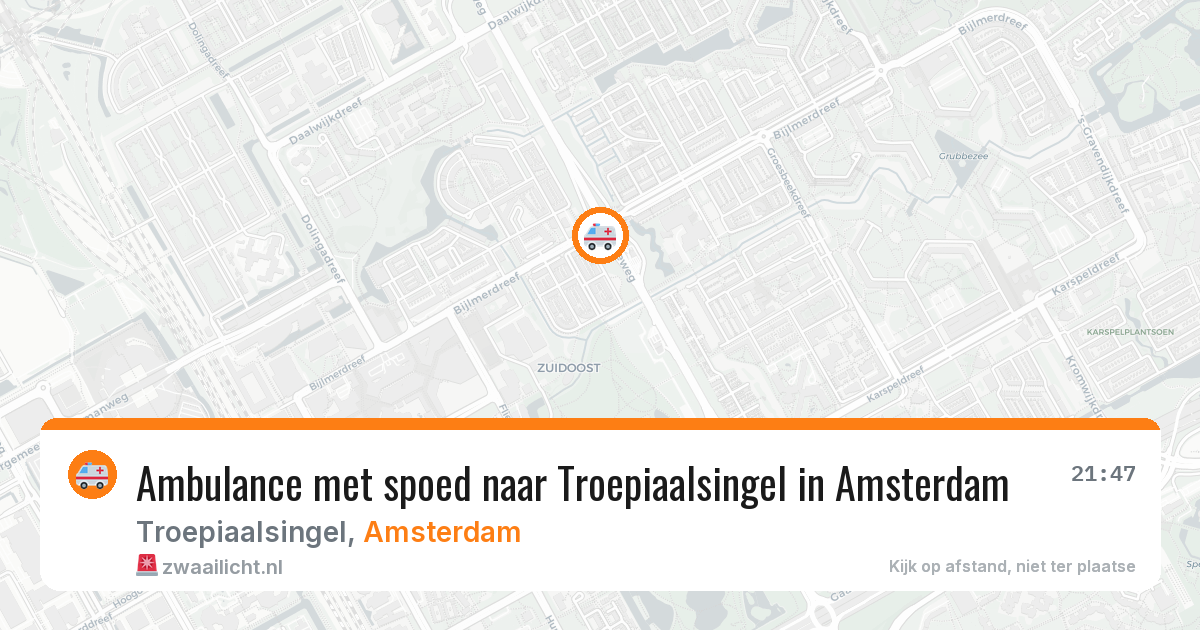 Ambulance met spoed naar Troepiaalsingel in Amsterdam — 31 mei 2026