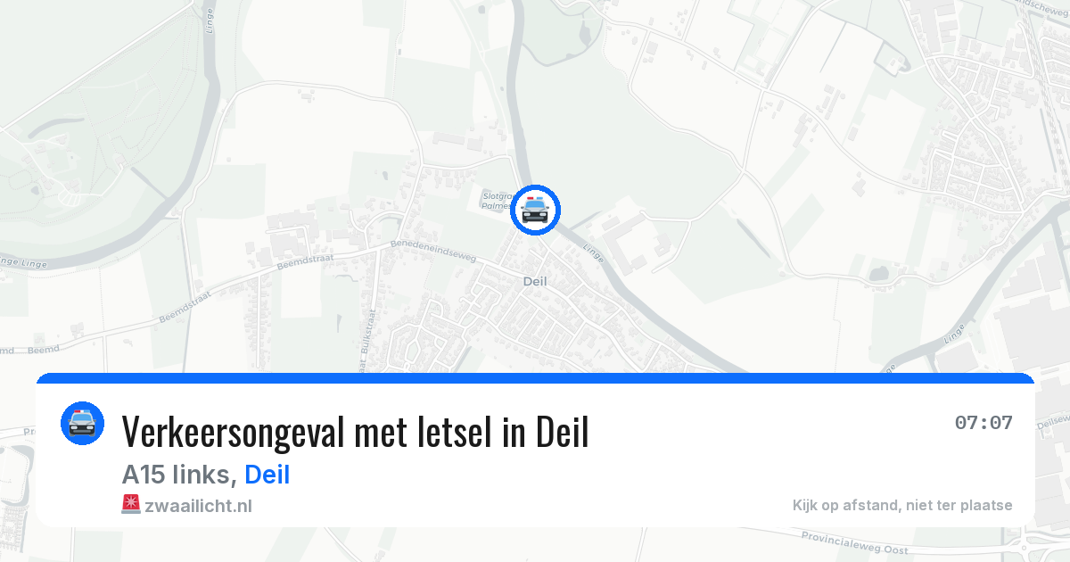 Verkeersongeval met letsel in Deil — 9 aug 2026
