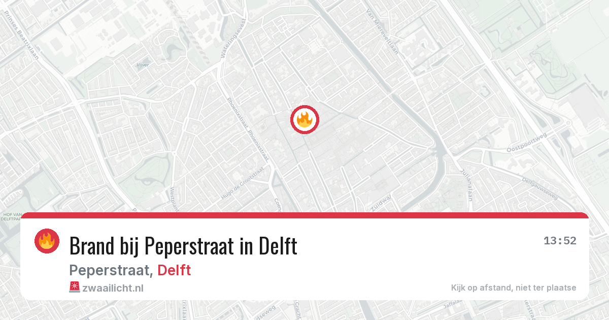 Brand bij Peperstraat in Delft — 25 feb 2026