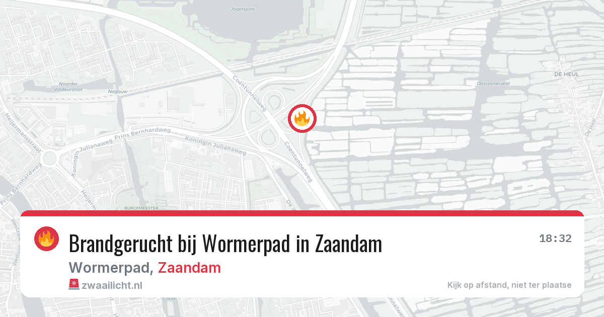 Brandgerucht bij Wormerpad in Zaandam — 27 mei 2026
