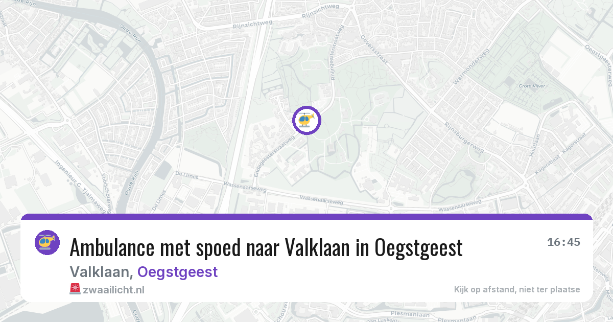 Ambulance met spoed naar Valklaan in Oegstgeest — 30 jul 2026