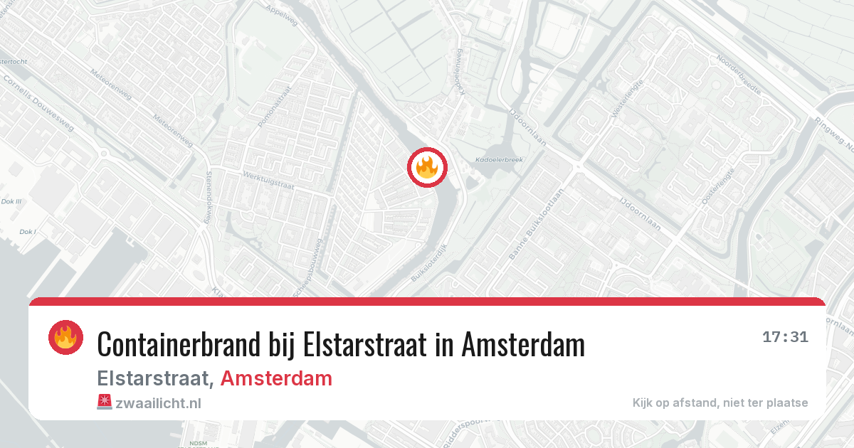 Containerbrand bij Elstarstraat in Amsterdam — 19 mrt 2026