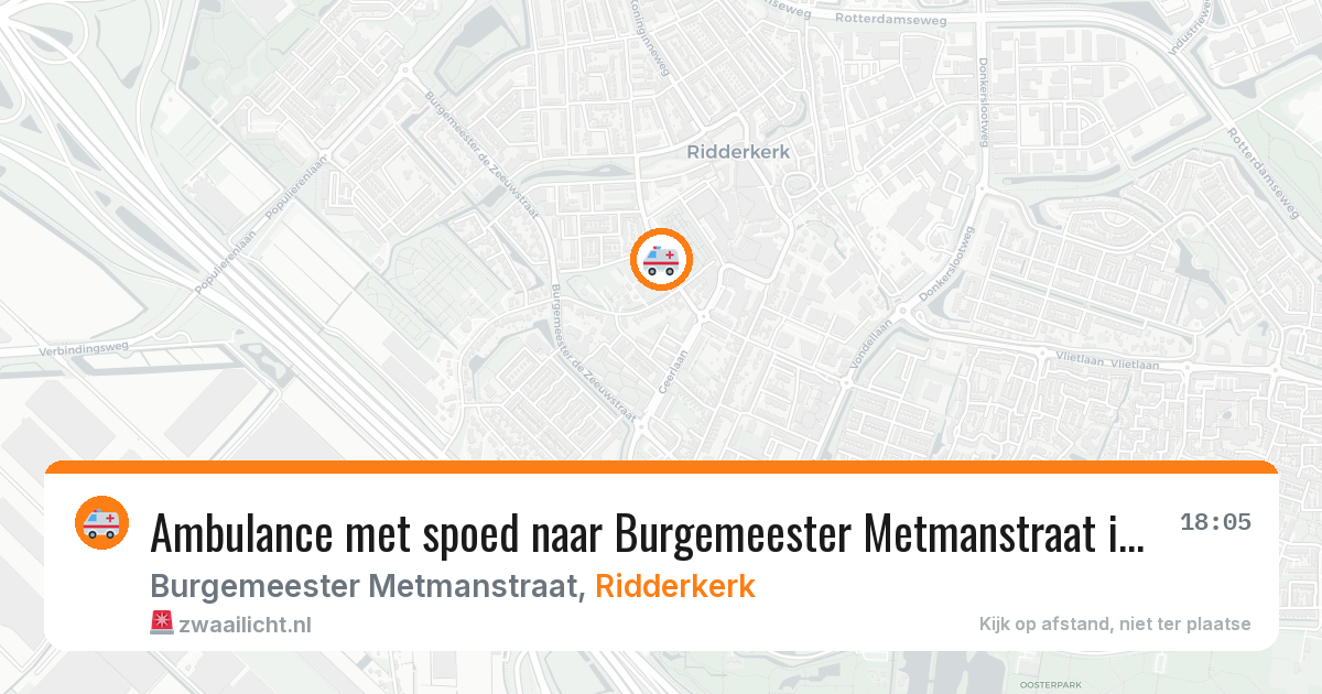 Ambulance met spoed naar Burgemeester Metmanstraat in Ridderkerk — 20 apr 2026