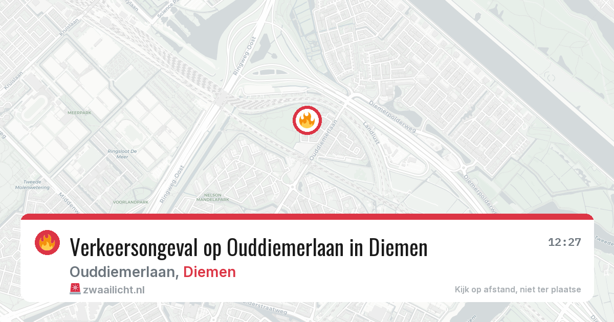 Verkeersongeval op Ouddiemerlaan in Diemen — 5 aug 2026