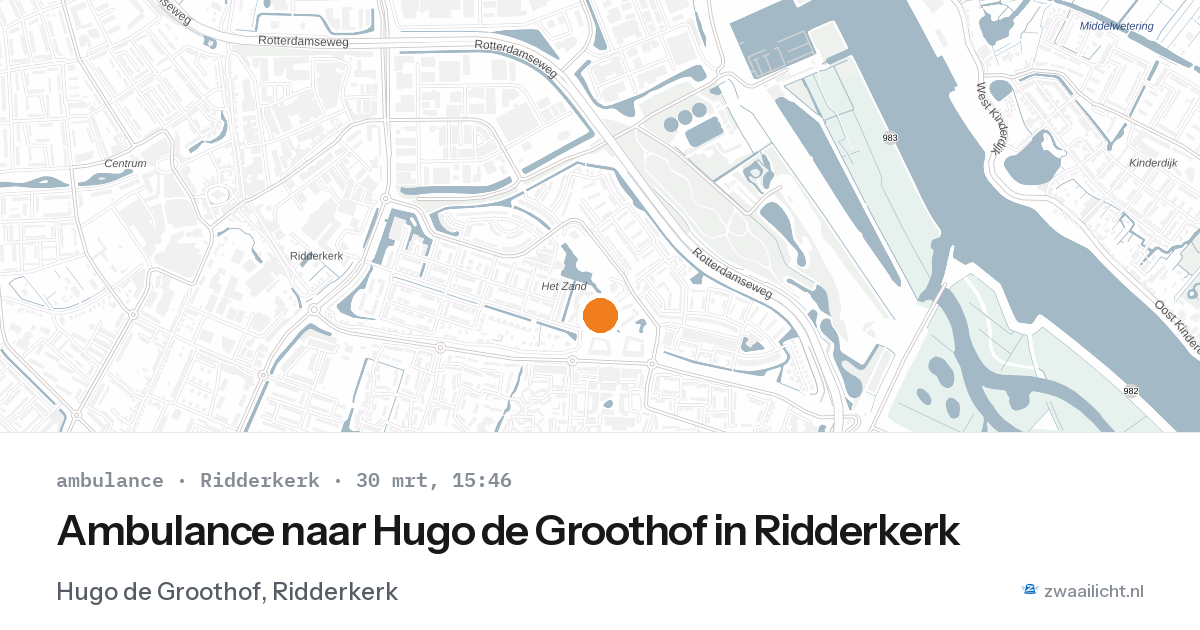 Ambulance naar Hugo de Groothof in Ridderkerk — 30 mrt 2026
