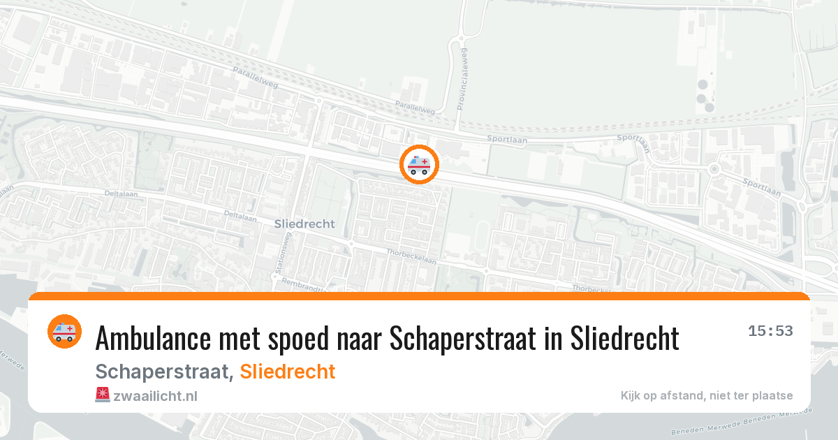 Ambulance met spoed naar Schaperstraat in Sliedrecht — 16 jun 2026