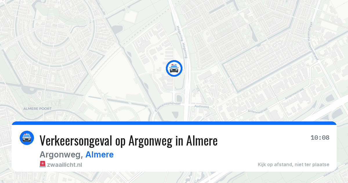 Verkeersongeval op Argonweg in Almere — 24 jun 2026
