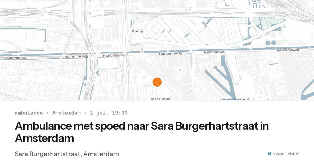 Ambulance met spoed naar Sara Burgerhartstraat in Amsterdam — 1 jul 2026