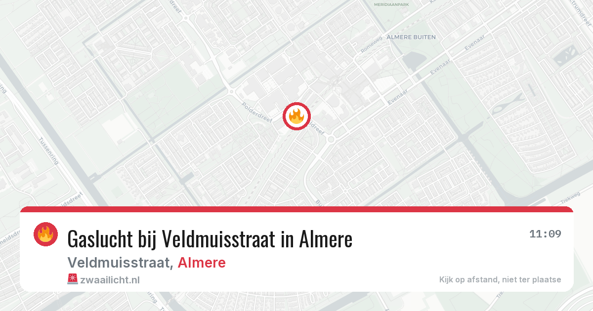 Gaslucht bij Veldmuisstraat in Almere — 21 jun 2026