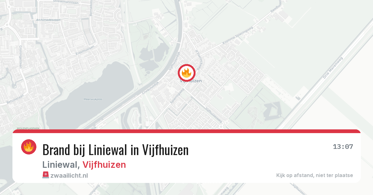 Brand bij Liniewal in Vijfhuizen — 1 aug 2026