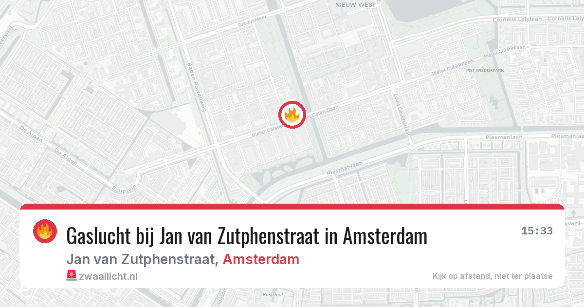 Gaslucht bij Jan van Zutphenstraat in Amsterdam — 16 mrt 2026