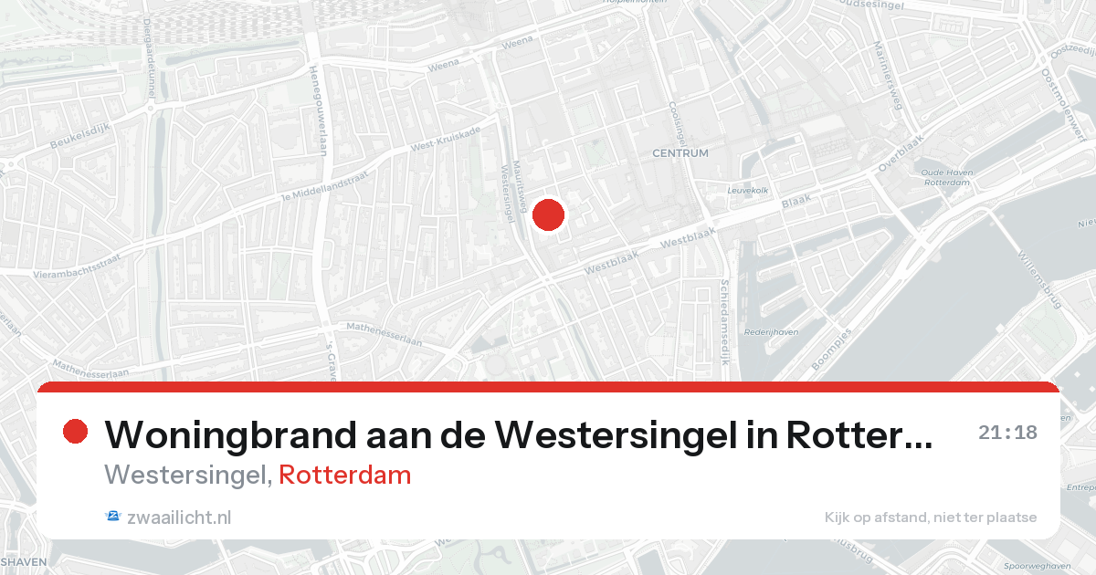 Woningbrand aan de Westersingel in Rotterdam — 22 aug 2026