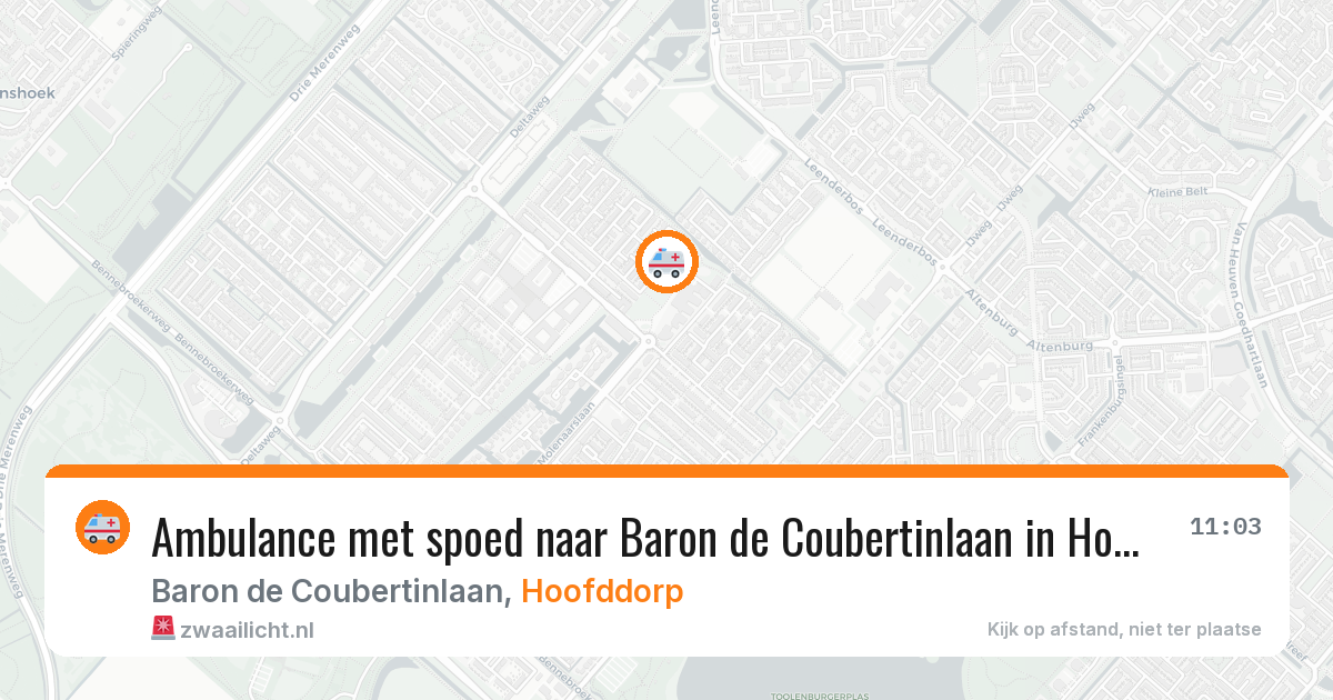 Ambulance met spoed naar Baron de Coubertinlaan in Hoofddorp — 20 jun 2026
