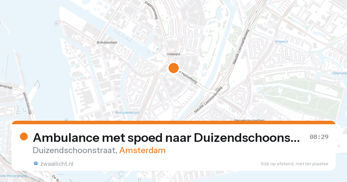 Ambulance met spoed naar Duizendschoonstraat in Amsterdam — 28 aug 2026