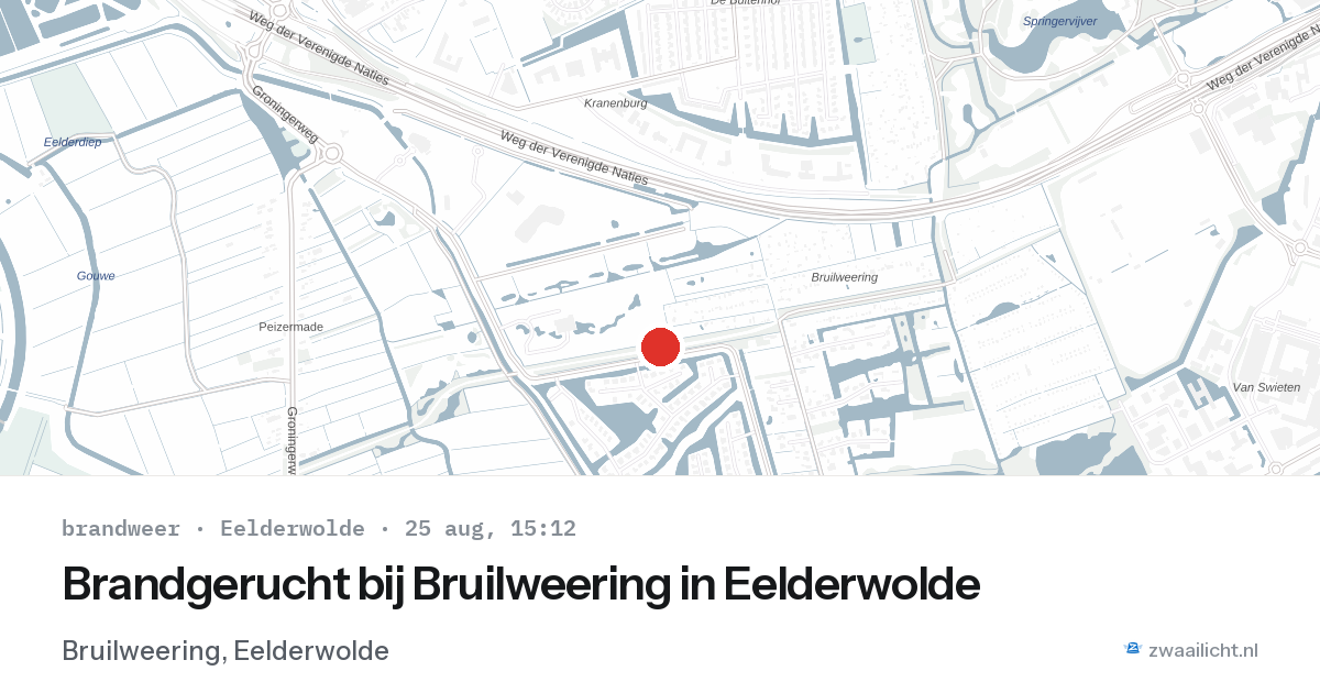 Brandgerucht bij Bruilweering in Eelderwolde — 25 aug 2026