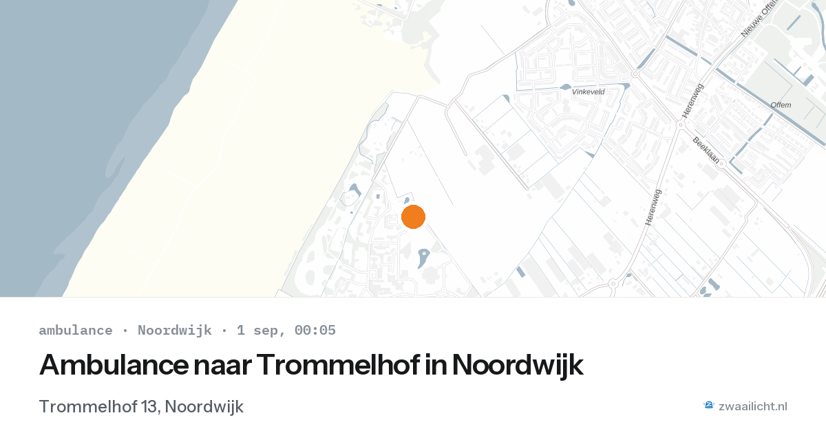 Ambulance naar Trommelhof in Noordwijk — 31 aug 2026