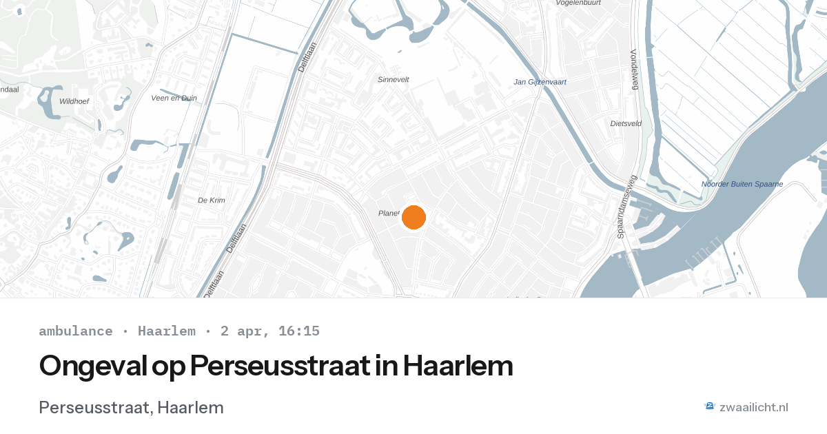 Ongeval op Perseusstraat in Haarlem — 2 apr 2026