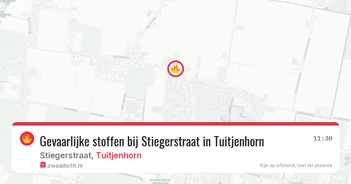 Gevaarlijke stoffen bij Stiegerstraat in Tuitjenhorn — 25 feb 2026