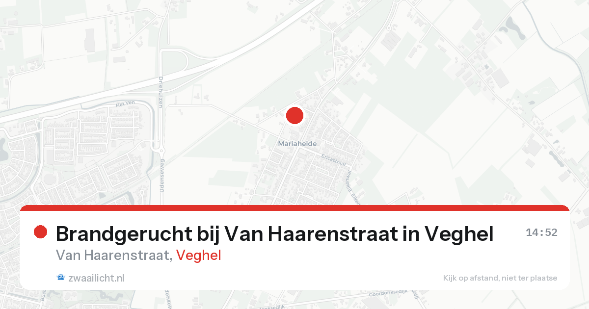 Brandgerucht bij Van Haarenstraat in Veghel — 17 aug 2026
