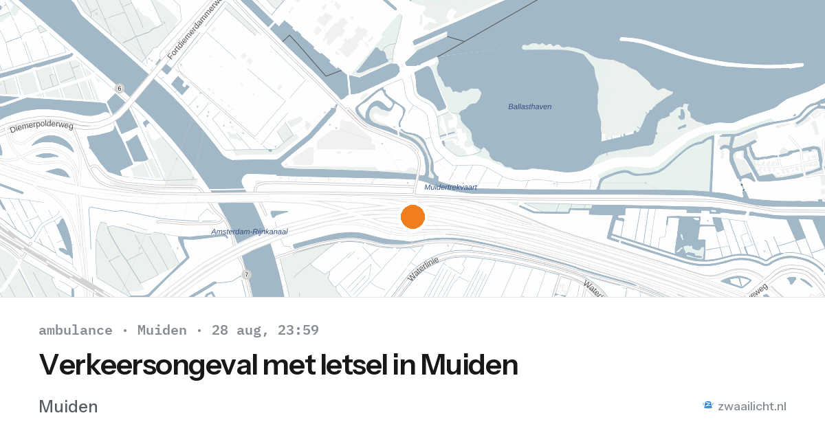 Verkeersongeval met letsel in Muiden — 28 aug 2026