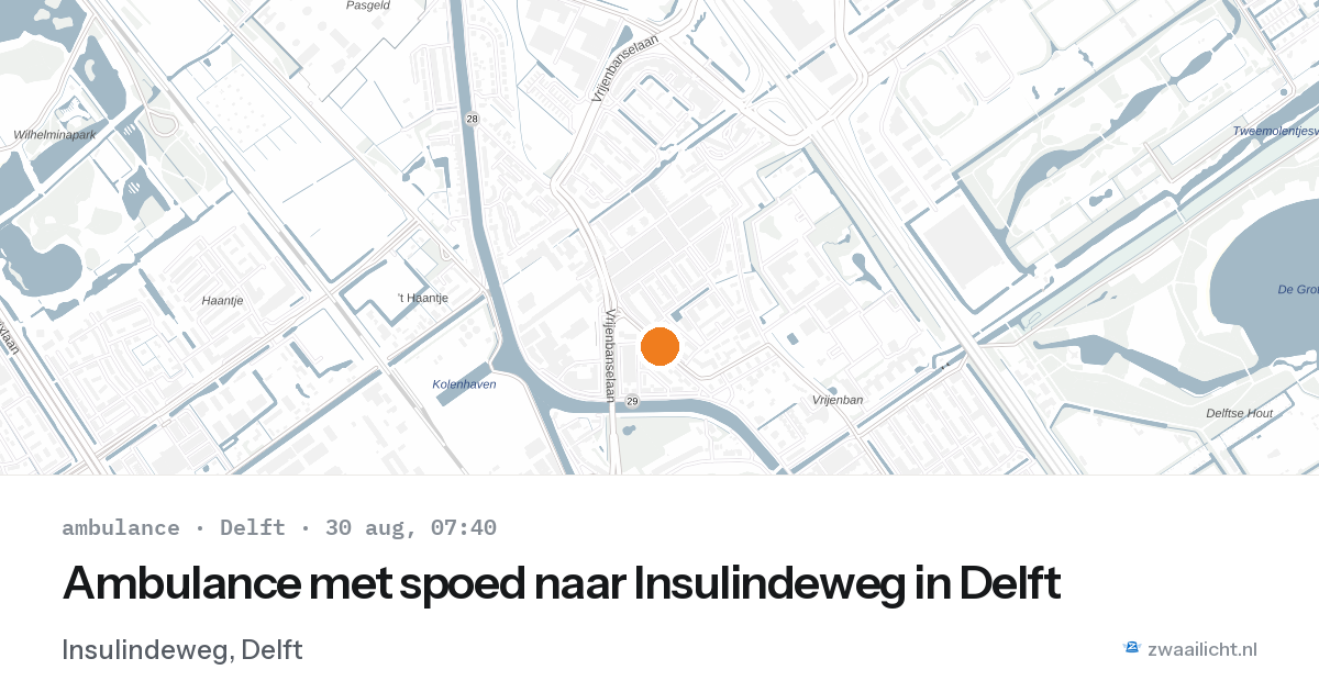 Ambulance met spoed naar Insulindeweg in Delft — 30 aug 2026
